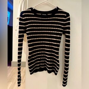 Naadam cashmere sweater black with tan stripes size small